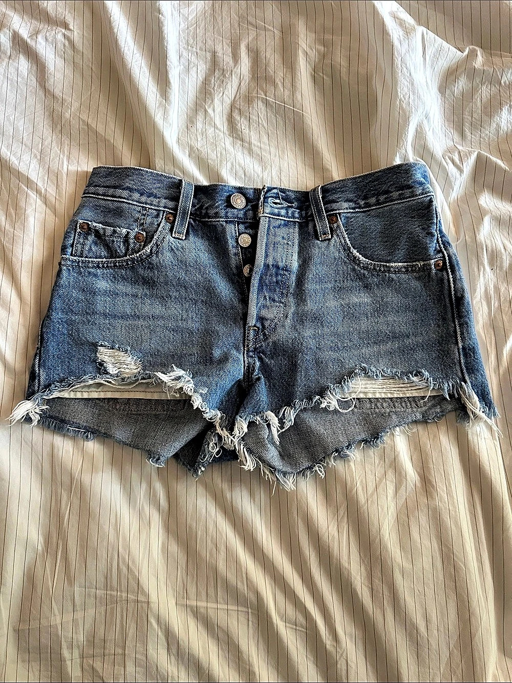 Levi's 501 Denim Cutoff Shorts Blue Waist 25